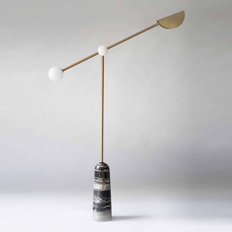 Nordic Style Bell Floor Lamp Marble Living Room LED Standing Lighting with Elongated Arm in Brass Clearhalo 'Floor Lamps' 'Lamps' Lighting' 2197763