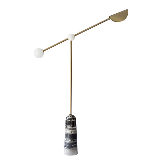 Nordic Style Bell Floor Lamp Marble Living Room LED Standing Lighting with Elongated Arm in Brass Clearhalo 'Floor Lamps' 'Lamps' Lighting' 2197764