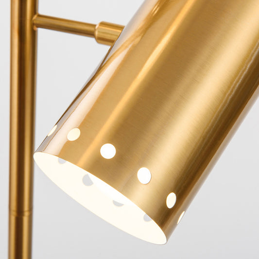 Cylindrical Metallic Stand Up Lamp Postmodern Gold Floor Lighting with Marble Base Clearhalo 'Floor Lamps' 'Lamps' Lighting' 2197784
