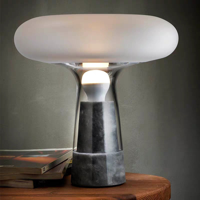 Tapered Table Light Modern Style Marble 1 Bulb White Nightstand Lighting for Bedside Clearhalo 'Lamps' 'Table Lamps' Lighting' 2197837