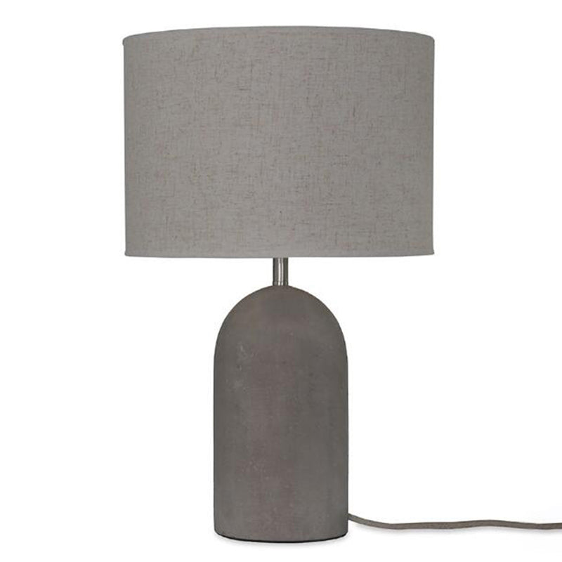 Drum Nightstand Lamp Modern Style Fabric 1 Bulb Bedside Table Light with Cement Base in Grey Clearhalo 'Lamps' 'Table Lamps' Lighting' 2197891