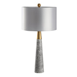 Conical Table Lamp Simplicity Marble 1-Light Grey Nightstand Light with Drum Fabric Shade Clearhalo 'Lamps' 'Table Lamps' Lighting' 2197908