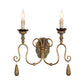 Candlestick Metallic Wall Mount Light Retro 2 Heads Corridor Wall Lighting with Swirled Arm in Gold Clearhalo 'Wall Lamps & Sconces' 'Wall Lights' Lighting' 2197937
