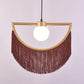 Minimalism Globe Suspension Light 1-Light Opal Glass Hanging Lamp with Decorative Fringe Clearhalo 'Ceiling Lights' 'Pendant Lights' 'Pendants' Lighting' 2198004