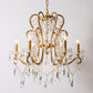 Candle Metal Chandelier Pendant Light Vintage Living Room Hanging Light with Crystal Bead Accent 6 Gold Clearhalo 'Ceiling Lights' 'Chandeliers' Lighting' options 2198042_33f2606b-666b-4336-acac-7da03a2ef59e