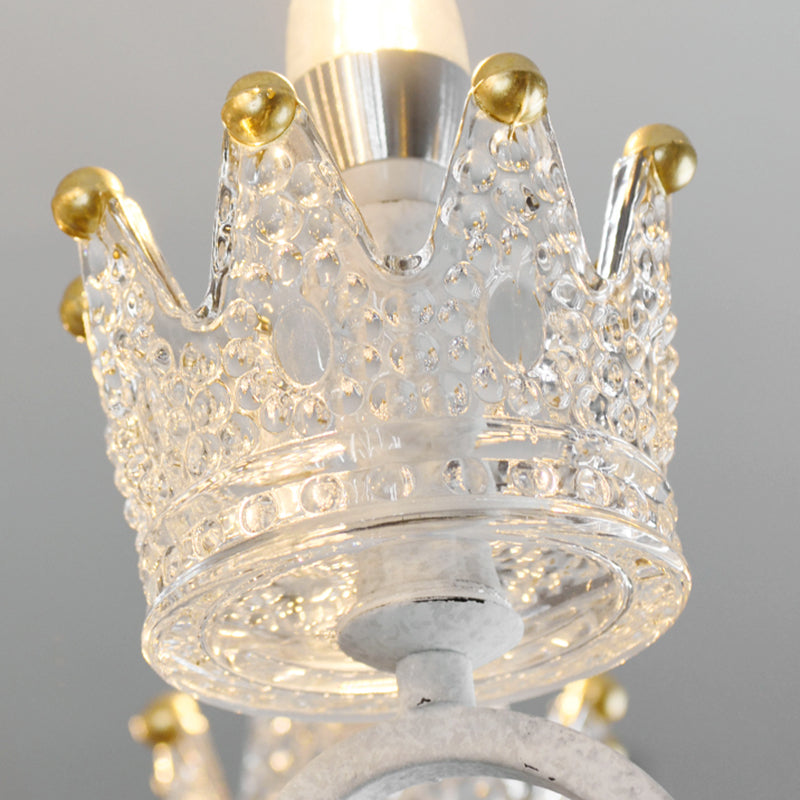 Candelabra Metal Ceiling Lighting Vintage Living Room Chandelier Light Fixture with Crystal Crown Decor Clearhalo 'Ceiling Lights' 'Chandeliers' Lighting' options 2198078