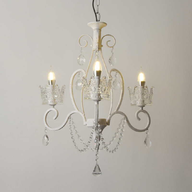 Candelabra Metal Ceiling Lighting Vintage Living Room Chandelier Light Fixture with Crystal Crown Decor Clearhalo 'Ceiling Lights' 'Chandeliers' Lighting' options 2198090