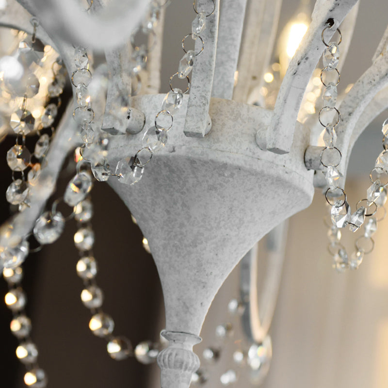 Candelabra Metal Ceiling Lighting Vintage Living Room Chandelier Light Fixture with Crystal Crown Decor Clearhalo 'Ceiling Lights' 'Chandeliers' Lighting' options 2198096