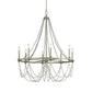 Metallic Candle Chandelier Light Retro Dining Room Pendant Light with Hanging Crystal Bead in Grey Clearhalo 'Ceiling Lights' 'Chandeliers' Lighting' options 2198100