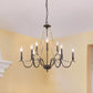 9-Light Suspension Light Retro Style Beaded Wood Chandelier Light with Metallic Candle in Rust Clearhalo 'Ceiling Lights' 'Chandeliers' Lighting' options 2198104
