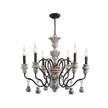 Candelabra Wooden Ceiling Lighting Traditional Dining Room Chandelier Light with Curved Arm in Rust 6 Rust Clearhalo 'Ceiling Lights' 'Chandeliers' Lighting' options 2198124_434470d8-cc8c-4732-aec6-00cd2bea5c01