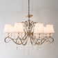 Empire Shade Fabric Chandelier Lighting Antique Living Room Pendant Light with Crystal Draping in Silver Clearhalo 'Ceiling Lights' 'Chandeliers' Lighting' options 2198142