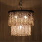 Hemp Fringe Coffee Suspension Light Layered Drum 4 Bulbs Retro Style Chandelier Light Clearhalo 'Ceiling Lights' 'Chandeliers' Lighting' options 2198170