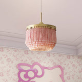 Single Pendant Light Minimalism Round Shade Fringe Suspension Light Fixture in Gold Clearhalo 'Ceiling Lights' 'Chandeliers' Lighting' options 2198174