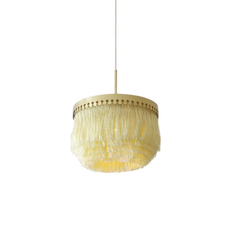 Single Pendant Light Minimalism Round Shade Fringe Suspension Light Fixture in Gold Clearhalo 'Ceiling Lights' 'Chandeliers' Lighting' options 2198178