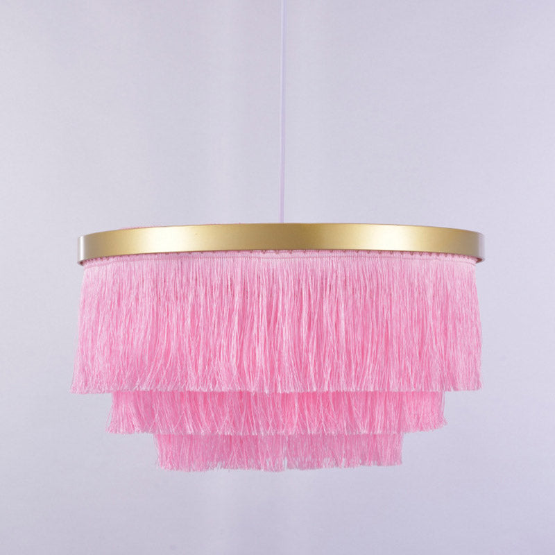 Fringe Gold Ceiling Light Layered 1-Light Minimalism Hanging Lamp for Living Room Gold Pink Clearhalo 'Ceiling Lights' 'Pendant Lights' 'Pendants' Lighting' 2198189_4fbd31c1-220c-4038-84bd-5c1b9ac314a8