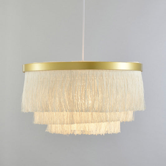 Fringe Gold Ceiling Light Layered 1-Light Minimalism Hanging Lamp for Living Room Clearhalo 'Ceiling Lights' 'Pendant Lights' 'Pendants' Lighting' 2198192