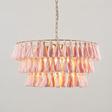 Simplicity Tiered Round Suspension Lighting Single Tassel Pendant Ceiling Light for Living Room Clearhalo 'Ceiling Lights' 'Pendant Lights' 'Pendants' Lighting' 2198197