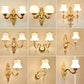 Floral Cream Glass Wall Light Fixture Vintage Living Room Wall Mounted Lamp in Gold Clearhalo 'Wall Lamps & Sconces' 'Wall Lights' Lighting' 2198223