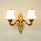 Floral Cream Glass Wall Light Fixture Vintage Living Room Wall Mounted Lamp in Gold Clearhalo 'Wall Lamps & Sconces' 'Wall Lights' Lighting' 2198225