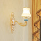 Gold Shaded Wall Lighting Simplicity Opal Glass Corridor Wall Light Fixture with Curved Arm 1.0 Gold D Clearhalo 'Wall Lamps & Sconces' 'Wall Lights' Lighting' 2198263