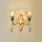Flower Shade Living Room Wall Light Classic Carved Glass Gold Wall Lighting Fixture 2.0 Gold C Clearhalo 'Wall Lamps & Sconces' 'Wall Lights' Lighting' 2198281