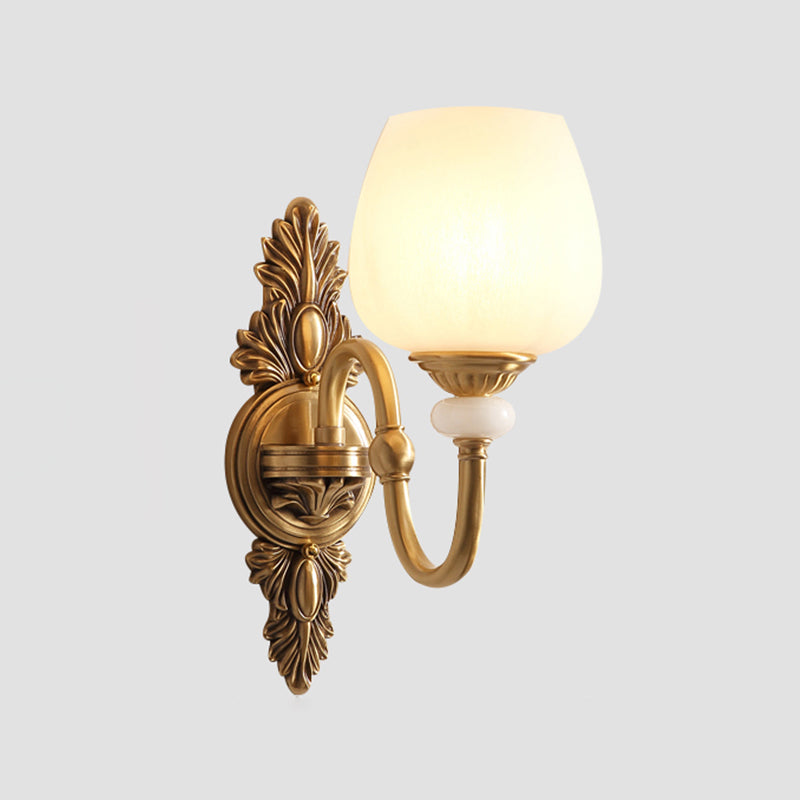 Frosted Glass Gold Wall Light Fixture Tapered Minimalism Wall Mounted Lamp for Corridor 1.0 Brass B Clearhalo 'Wall Lamps & Sconces' 'Wall Lights' Lighting' 2198299