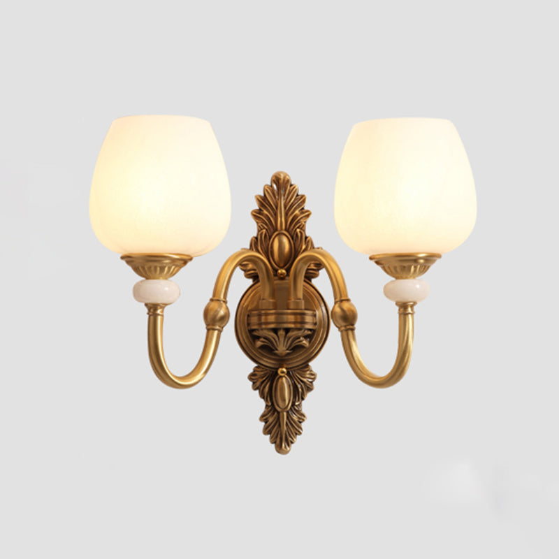 Frosted Glass Gold Wall Light Fixture Tapered Minimalism Wall Mounted Lamp for Corridor 2.0 Brass B Clearhalo 'Wall Lamps & Sconces' 'Wall Lights' Lighting' 2198300