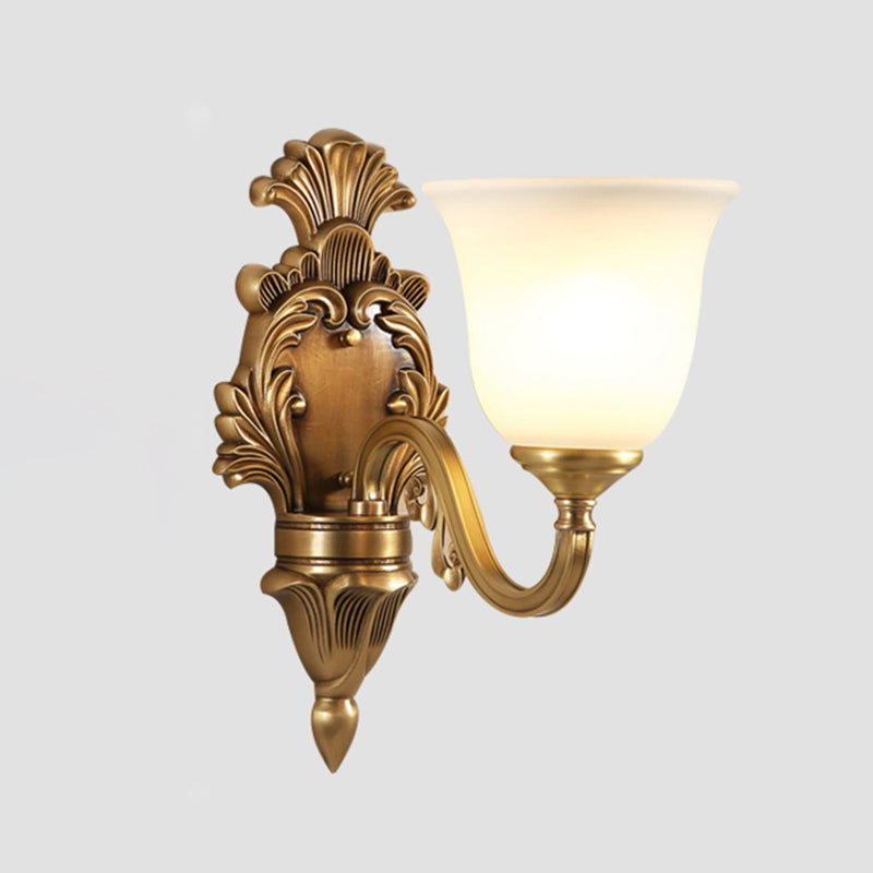 Frosted Glass Gold Wall Light Fixture Tapered Minimalism Wall Mounted Lamp for Corridor 1.0 Brass C Clearhalo 'Wall Lamps & Sconces' 'Wall Lights' Lighting' 2198301