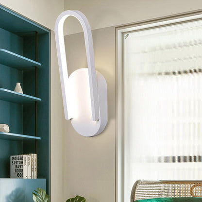 Simple Sconce Light Black/White Semi Oblong LED Wall Sconce with Acrylic Shade, Warm/White Light White Clearhalo 'Modern wall lights' 'Modern' 'Wall Lamps & Sconces' 'Wall Lights' Lighting' 219832