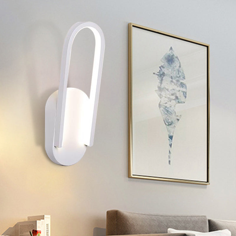 Simple Sconce Light Black/White Semi Oblong LED Wall Sconce with Acrylic Shade, Warm/White Light Clearhalo 'Modern wall lights' 'Modern' 'Wall Lamps & Sconces' 'Wall Lights' Lighting' 219833