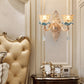 Gold Floral Wall Light Fixture Vintage Glass Living Room Wall Mounted Lamp with Crystal Accent 2.0 Gold K Clearhalo 'Wall Lamps & Sconces' 'Wall Lights' Lighting' 2198334