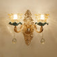 Gold Floral Wall Light Fixture Vintage Glass Living Room Wall Mounted Lamp with Crystal Accent Clearhalo 'Wall Lamps & Sconces' 'Wall Lights' Lighting' 2198336