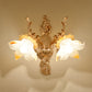 Gold Floral Wall Light Fixture Vintage Glass Living Room Wall Mounted Lamp with Crystal Accent 2.0 Gold F Clearhalo 'Wall Lamps & Sconces' 'Wall Lights' Lighting' 2198347