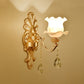 Gold Floral Wall Light Fixture Vintage Glass Living Room Wall Mounted Lamp with Crystal Accent 1.0 Gold A Clearhalo 'Wall Lamps & Sconces' 'Wall Lights' Lighting' 2198358