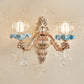 Gold Wall Lamp Simplicity Cream Glass Flower Wall Light Fixture with Crystal Draping 2.0 Gold B Clearhalo 'Wall Lamps & Sconces' 'Wall Lights' Lighting' 2198380