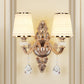 Tapered Textured Glass Wall Light Fixture Vintage Corridor Wall Mounted Lamp with Crystal Draping in Gold 2.0 Gold A Clearhalo 'Wall Lamps & Sconces' 'Wall Lights' Lighting' 2198397
