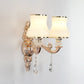 Tapered Textured Glass Wall Light Fixture Vintage Corridor Wall Mounted Lamp with Crystal Draping in Gold 2.0 Gold C Clearhalo 'Wall Lamps & Sconces' 'Wall Lights' Lighting' 2198404
