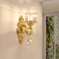 Floral Corridor Wall Mount Light Minimalism Handblown Glass Gold Wall Lighting with Hanging Crystal Gold A Clearhalo 'Wall Lamps & Sconces' 'Wall Lights' Lighting' 2198427