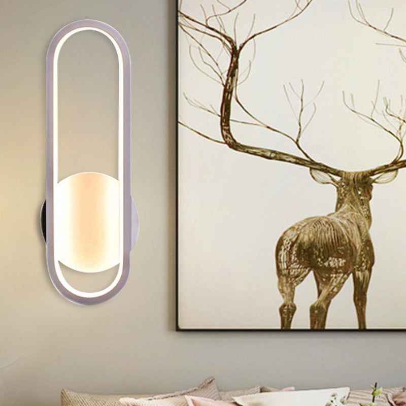 Black/White Oblong LED Wall Sconce Minimal Acrylic Living Room Wall Lighting Ideas, White/Warm Light - Clearhalo - 'Modern wall lights' - 'Modern' - 'Wall Lamps & Sconces' - 'Wall Lights' - Lighting' - 219843