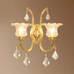 Ruffle Glass Gold Wall Light Floral Antique Wall Lighting Fixture with Crystal Draping 2.0 Gold Clearhalo 'Wall Lamps & Sconces' 'Wall Lights' Lighting' 2198443