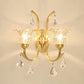 Ruffle Glass Gold Wall Light Floral Antique Wall Lighting Fixture with Crystal Draping Clearhalo 'Wall Lamps & Sconces' 'Wall Lights' Lighting' 2198444