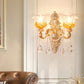 Gold Floral Ruffle Wall Mount Light Traditional Glass Corridor Wall Light Fixture with Crystal Accent 2.0 Gold C Clearhalo 'Wall Lamps & Sconces' 'Wall Lights' Lighting' 2198455