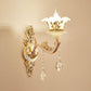 Imitation Jade Gold Wall Mount Light Bud Traditional Wall Light Fixture with Crystal Draping 1.0 Gold D Clearhalo 'Wall Lamps & Sconces' 'Wall Lights' Lighting' 2198506