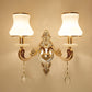Retro Style Flower Wall Lamp Glass Wall Light Fixture with Crystal Draping in Gold 2.0 Gold B Clearhalo 'Wall Lamps & Sconces' 'Wall Lights' Lighting' 2198556