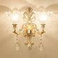 Flower Textured Glass Wall Light Antique Living Room Wall Lighting Fixture with Crystal Accent in Gold Clearhalo 'Wall Lamps & Sconces' 'Wall Lights' Lighting' 2198560