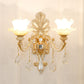 Flower Textured Glass Wall Light Antique Living Room Wall Lighting Fixture with Crystal Accent in Gold 2.0 Gold C Clearhalo 'Wall Lamps & Sconces' 'Wall Lights' Lighting' 2198567