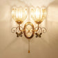 Floral Living Room Wall Mount Light Traditional Textured Glass Gold Wall Light Fixture Clearhalo 'Wall Lamps & Sconces' 'Wall Lights' Lighting' 2198576