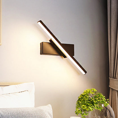 Rotatable Acrylic Linear LED Sconce Light Simplicity Black/White Wall Lighting Fixture, White/Warm Light Black Clearhalo 'Modern wall lights' 'Modern' 'Wall Lamps & Sconces' 'Wall Lights' Lighting' 219859