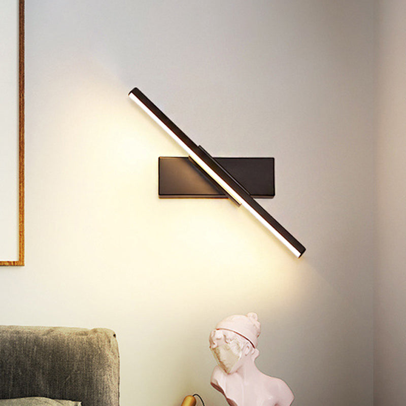 Rotatable Acrylic Linear LED Sconce Light Simplicity Black/White Wall Lighting Fixture, White/Warm Light Clearhalo 'Modern wall lights' 'Modern' 'Wall Lamps & Sconces' 'Wall Lights' Lighting' 219860